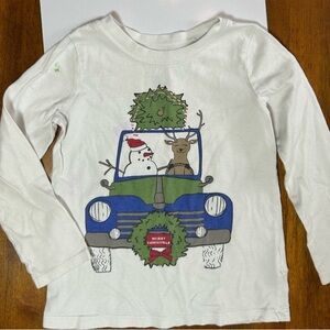 Christmas Jeep Long Sleeve Tee | Snowman & Reindeer Graphic Shirt | Boys 4T
